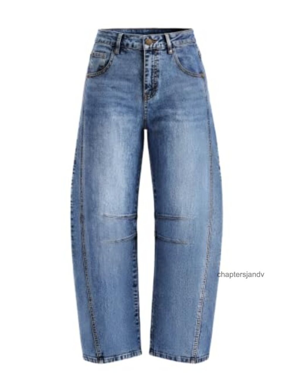 Barrel Jeans High Waisted Wide Leg Ankle Pants Stretchy Denim